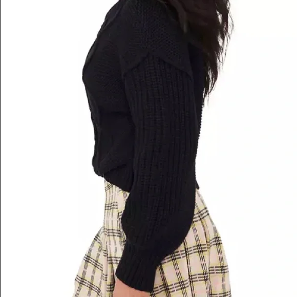 Free People Dream Cable Crew Sweater in Black NWT Small - Picture 8 of 14